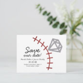 Baseball Homerun Diamond Gem sparen de datum Aankondigingskaart (Staand voorkant)