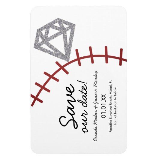 Baseball Homerun Diamond Gem sparen de datum Magneet (Verticaal)