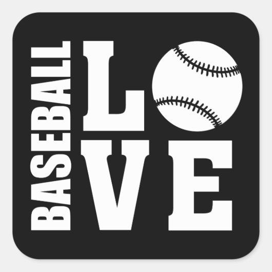 Baseball - honkballiefde vierkante sticker (Voorkant)