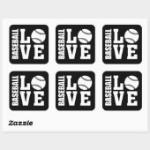 Baseball - honkballiefde vierkante sticker (Vel)