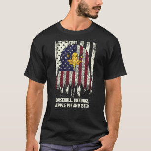 Baseball Hotdogs Apple Pie Beer 4 juli Partij T-shirt