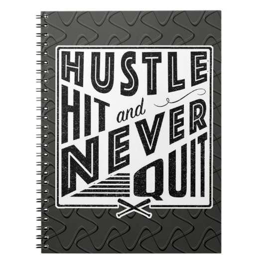 Baseball Hustle Hit & Nooit stoppen met notebook Notitieboek (Voorkant)