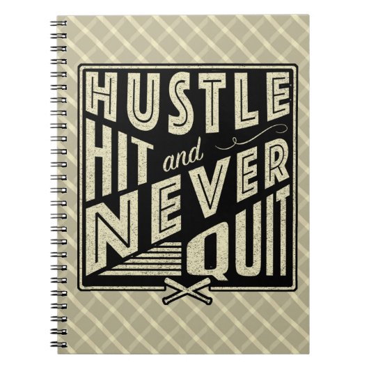 Baseball Hustle Hit & Nooit stoppen met notebook Notitieboek (Voorkant)