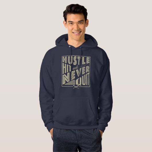 Baseball Hustle Hit & Stop nooit met Hoody (Voorkant volledig)