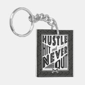 Baseball Hustle Hit stopt nooit met Key Ring Sleutelhanger (Voorkant Links)