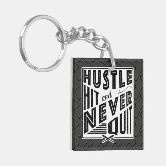 Baseball Hustle Hit stopt nooit met Key Ring Sleutelhanger (Voorkant Links)