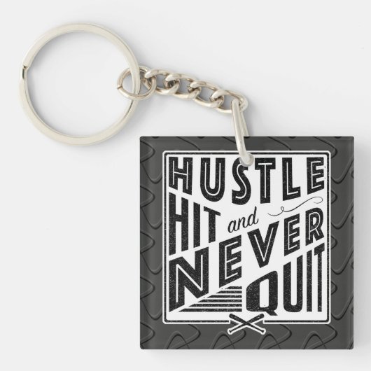Baseball Hustle Hit stopt nooit met Key Ring Sleutelhanger (Voorkant)
