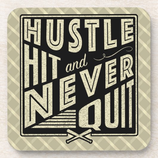 Baseball Hustle Hit stopt nooit met Onderzetters s (Voorkant)