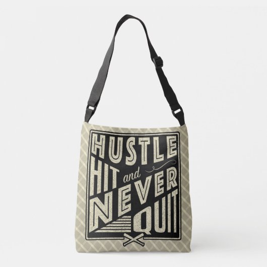 Baseball Hustle Hit stopt nooit met zak Crossbody Tas (Achterkant)