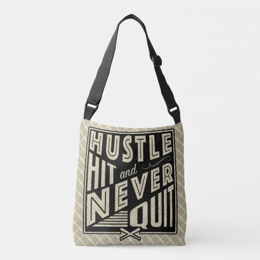 Baseball Hustle Hit stopt nooit met zak Crossbody Tas (Voorkant)