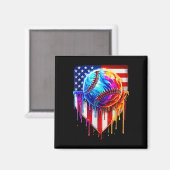 Baseball Ice Cream Amerikaanse Vlag Drip Magneet (Voorkant / Achterkant)