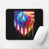 Baseball Ice Cream Amerikaanse Vlag Drip Muismat (Met muis)