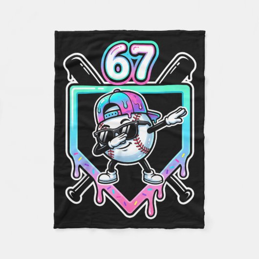 Baseball Ice Cream Drip 67 Player Dabbing Six Seve Fleece Deken (Voorkant)