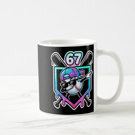 Baseball Ice Cream Drip 67 Player Dabbing Six Seve Koffiemok (Rechts)