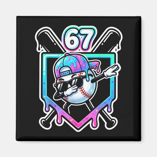 Baseball Ice Cream Drip 67 Player Dabbing Six Seve Magneet (Voorkant)