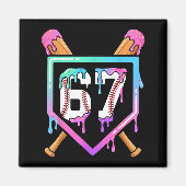Baseball Ice Cream Drip 67 Player Dabbing Six Seve Magneet (Voorkant)