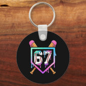 Baseball Ice Cream Drip 67 Player Dabbing Six Seve Sleutelhanger (Voorkant)