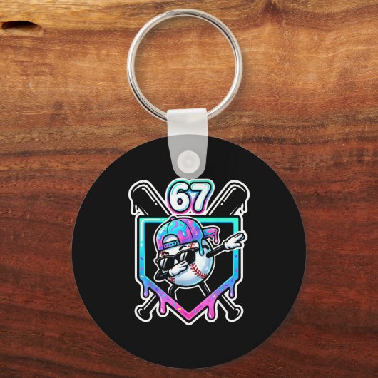 Baseball Ice Cream Drip 67 Player Dabbing Six Seve Sleutelhanger (Voorkant)