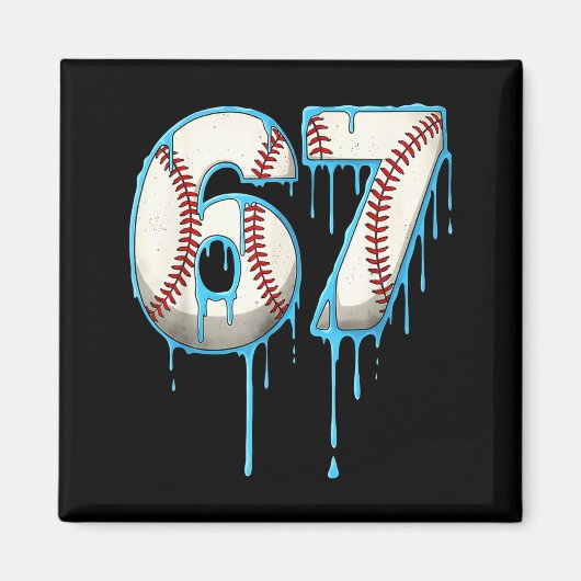 Baseball Ice Cream Drip 67 Six Seven Meme Number 6 Magneet (Voorkant)