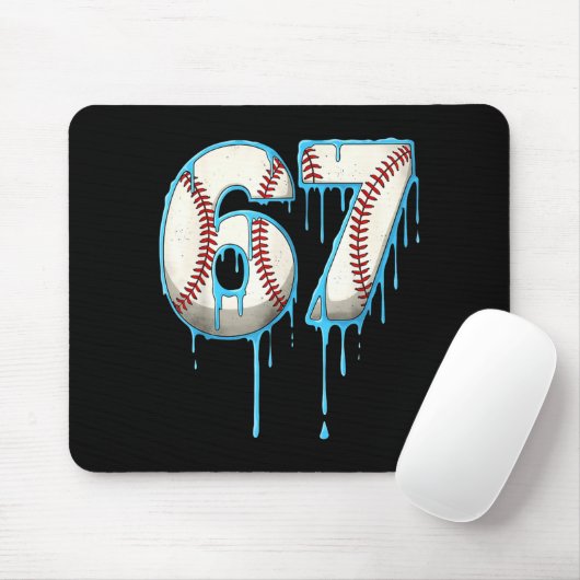 Baseball Ice Cream Drip 67 Six Seven Meme Number 6 Muismat (Met muis)