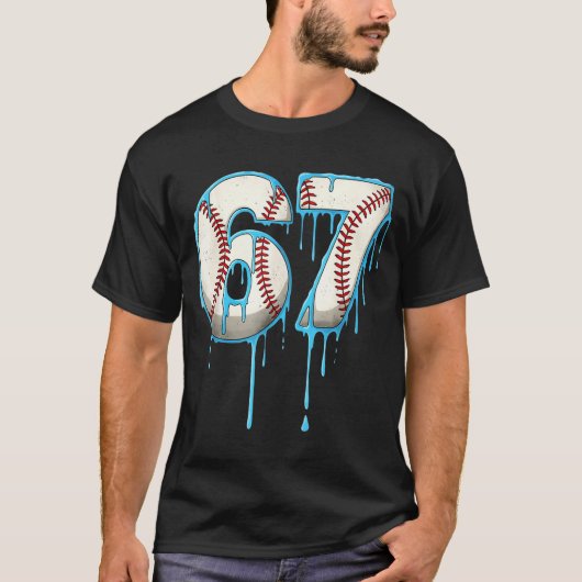 Baseball Ice Cream Drip 67 Six Seven Meme Number 6 T-shirt (Voorkant)