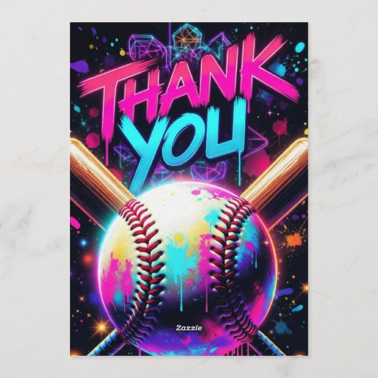 Baseball Ice Cream Drip Birthday Invitation Kaart (Achterkant)