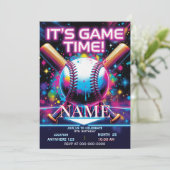 Baseball Ice Cream Drip Birthday Invitation Kaart (Staand voorkant)