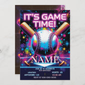 Baseball Ice Cream Drip Birthday Invitation Kaart (Voorkant / Achterkant)