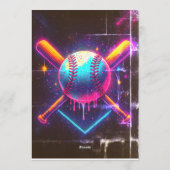 Baseball Ice Cream Drip Birthday Invitation Kaart (Achterkant)