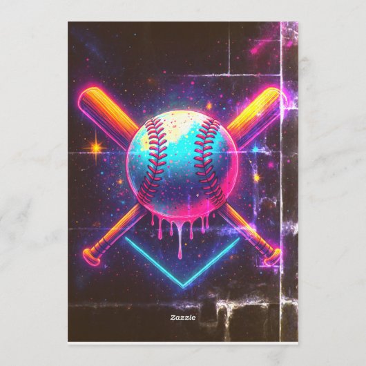 Baseball Ice Cream Drip Birthday Invitation Kaart (Achterkant)
