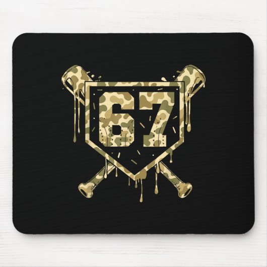 Baseball Ice Cream Drip Camo Number 67 Player 67th Muismat (Voorkant)