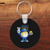 Baseball Ice Cream Drip Dreidel Happy Hanukkah Boy Sleutelhanger (Voorkant)