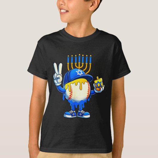 Baseball Ice Cream Drip Dreidel Happy Hanukkah Boy T-shirt (Voorkant)