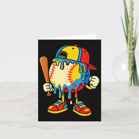 Baseball Ice Cream Drip Jeugd Terug naar School Ba Kaart (Voorkant)