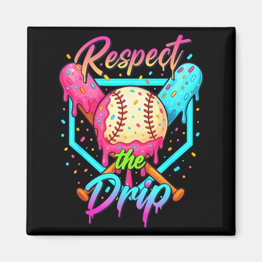 Baseball Ice Cream Drip Number 67 Player 67 Respec Magneet (Voorkant)