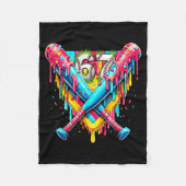 Baseball Ice Cream Drip Number 67 Player 67th Birt Fleece Deken (Voorkant)