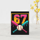 Baseball Ice Cream Drip Number 67 Player 67th Birt Kaart (Gele Bloem)