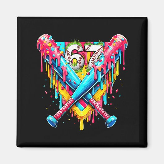 Baseball Ice Cream Drip Number 67 Player 67th Birt Magneet (Voorkant)