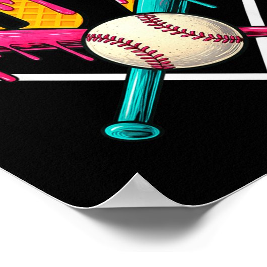 Baseball Ice Cream Drip Number 67 Player 67th Birt Poster (Hoek)