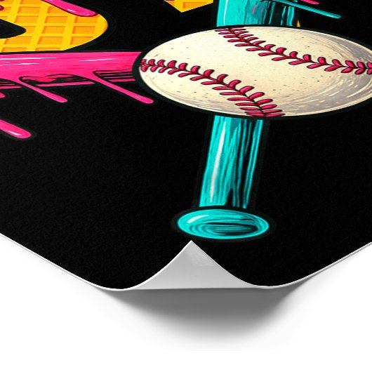 Baseball Ice Cream Drip Number 67 Player 67th Birt Poster (Hoek)