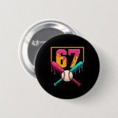Baseball Ice Cream Drip Number 67 Player 67th Birt Ronde Button 5,7 Cm (Voorkant /achterkant)