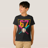 Baseball Ice Cream Drip Number 67 Player 67th Birt T-shirt (Voorkant volledig)