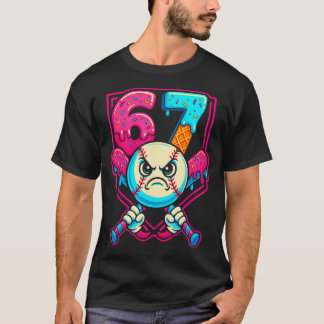 Baseball Ice Cream Drip Number 67 Six Seven Meme 6 T-shirt