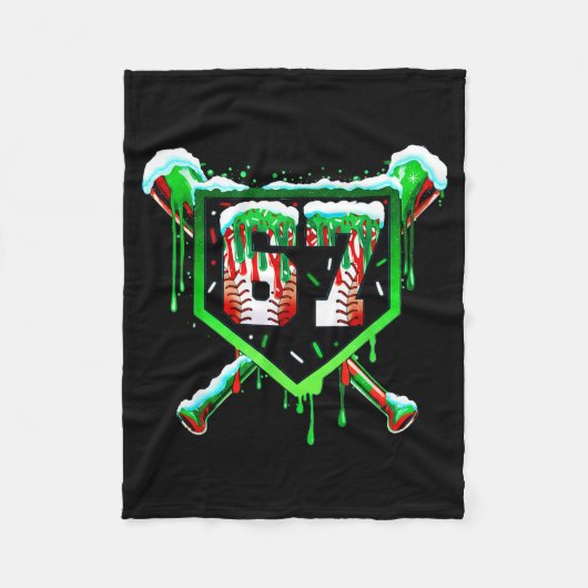 Baseball Ice Cream Drip Number 67 Six Seven Meme C Fleece Deken (Voorkant)