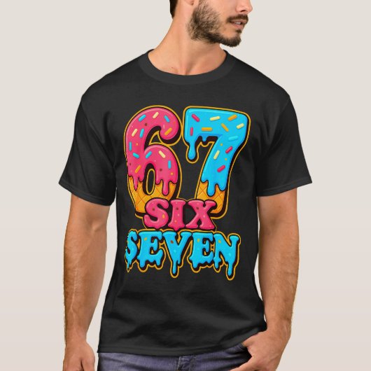 Baseball Ice Cream Drip Number 67 Six Seven Meme C T-shirt (Voorkant)