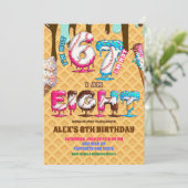 Baseball Ice Cream Drip Six Seven boy 8th Birthday Kaart (Staand voorkant)