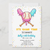 Baseball Ice Cream Drip Verjaardag Uitnodiging (Voorkant)