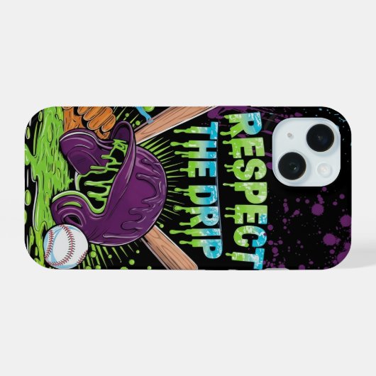 Baseball Ice Cream Drip With Sprinkles Home Plate iPhone 15 Case (Achterkant horizontaal)