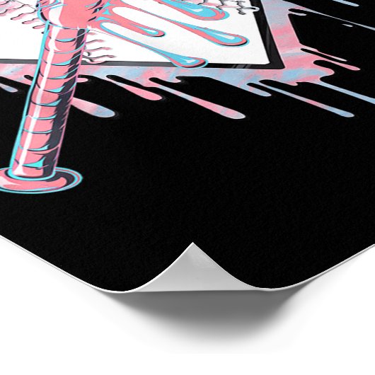 Baseball Ice Cream Dripping Baseball Home Bord Dr. Poster (Hoek)