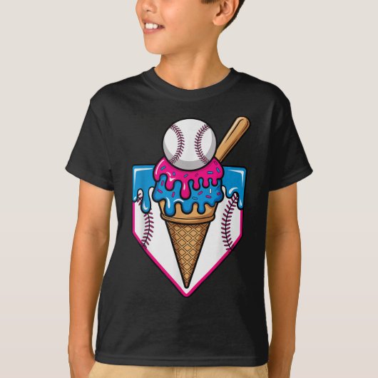 Baseball Ice Cream Dripping Baseball Home Bord Dr. T-shirt (Voorkant)